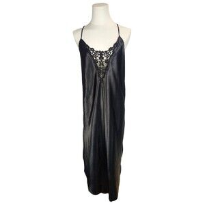 Vintage Cinema Etoile Feminine Nightgown Lingerie Size 2X Black Satin Lace
